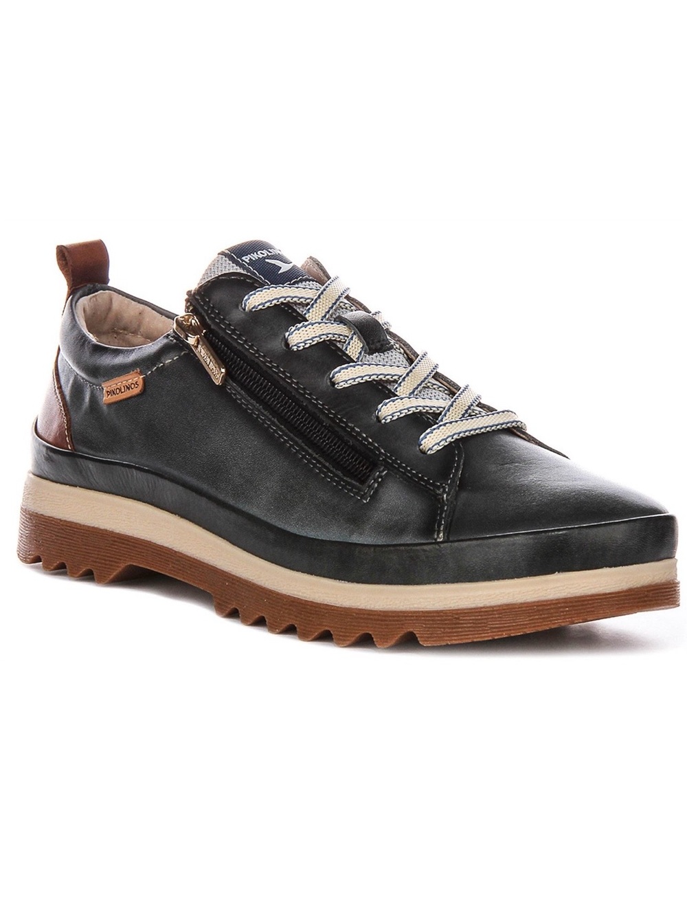 Pikolinos woman  Casual Black Leather Lace-Up Sneaker